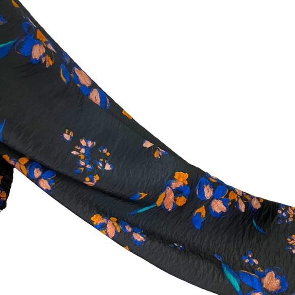 AVA & VIV Floral Peplum Blouse Women’s SZ 1X Black Long Sleeves Smock Tie - Picture 2 of 11